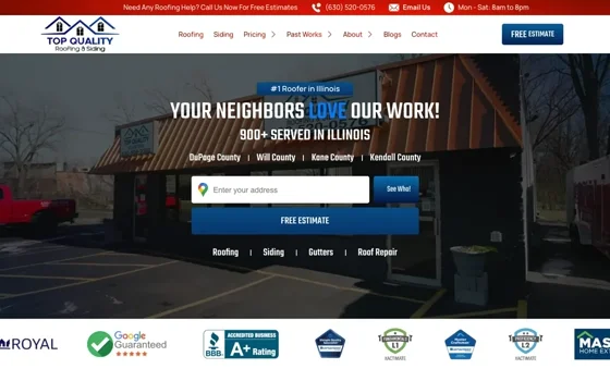 Top Quality Roofing & Siding website