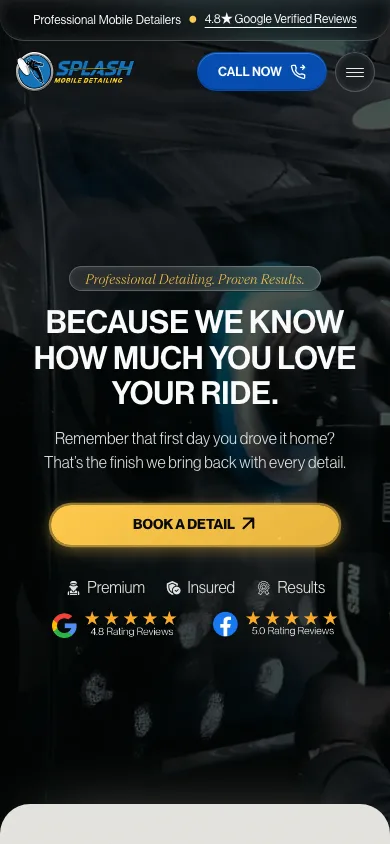 Splash Mobile Detailing website mobile