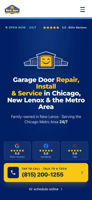 World of Doors website mobile