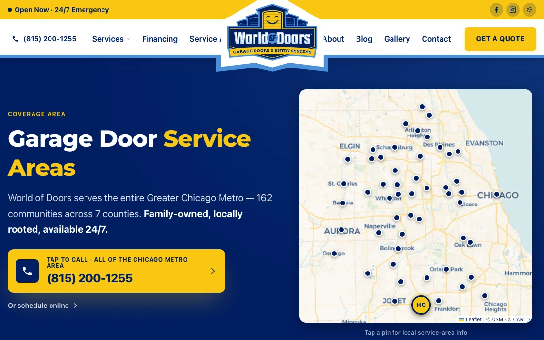Structured service-area coverage for the Chicago Metro footprint, with New Lenox as the local anchor